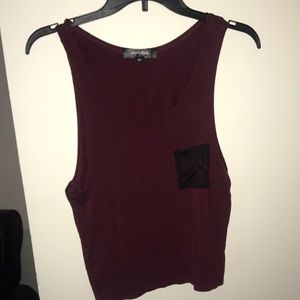 Tillys Maroon and Black lace tank top